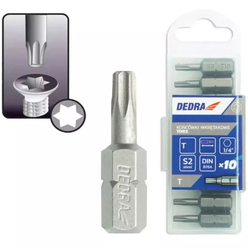 Šroubovací bity ploché Torx T10x25mm,10ks plast.obal.