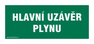 tabulka - HLAVNÍ UZÁVĚR PLYNU 210x87mm samolepicí