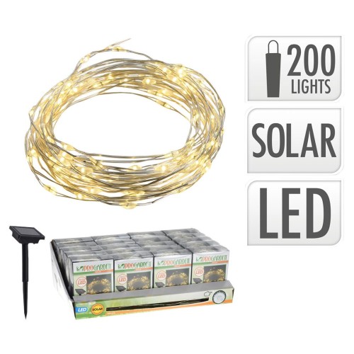 osvětlení solární 2m, 200LED, teplá BÍ