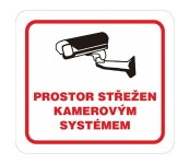 tabulka - PROSTOR STŘEŽEN KAMEROVÝM SYSTÉMEM 100x90mm samolepicí