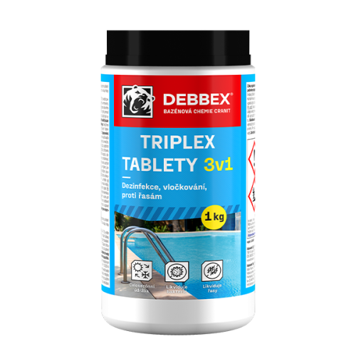 Cranit Triplex tablety - dezinfekce, proti řasám, vločkování 1 kg dóza namodralá