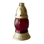 lampa hřbitovní sklo 16,7cm 30g hoří 8hod. paraf. červený