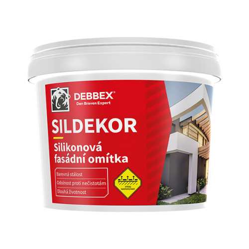 Silikonová omítka SILDEKOR zatíraná (hlazená) 1,5 mm 25 kg bílá