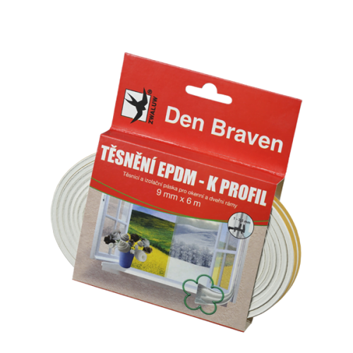 Těsnicí profily z EPDM pryže K, 9 mm × 4 mm, délka 6 m bílá