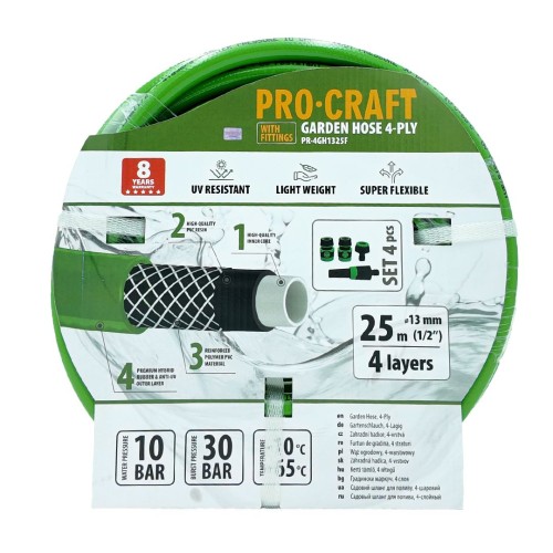 Zelená zahradní hadicí Procraft PR-4GH1325F | PR-4GH1325F