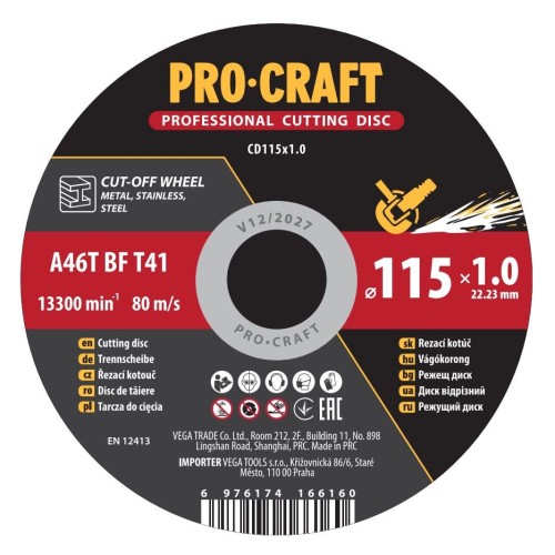 Řezný kotouč Procraft CD115x1.0 | CD115x1.0