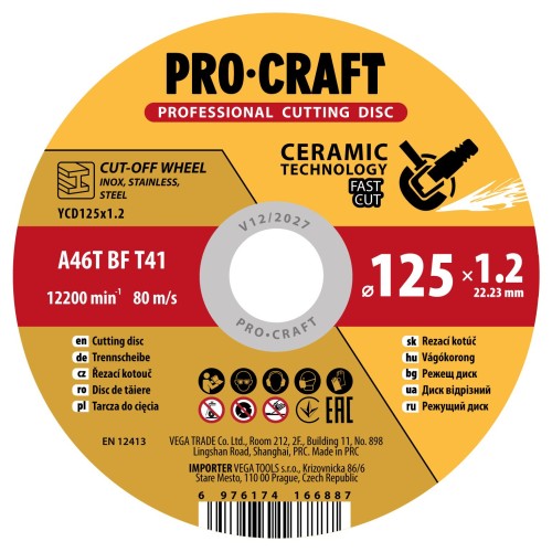 Keramický řezný kotouč Procraft YСD125x1.2 | YCD125x1.2