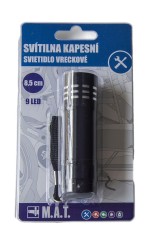 svítilna kapesní  8,5cm 9LED Al ČER