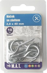 háček se závitem  20x2,3mm Zn (10ks)