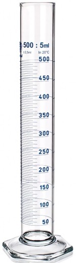 válec odměrný 500ml se 6hr.patkou a výlevkou skl.SIMAX